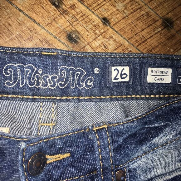 Miss me distressed size 26 Relaxed Boyfriend jeans Capri - Picture 3 of 4